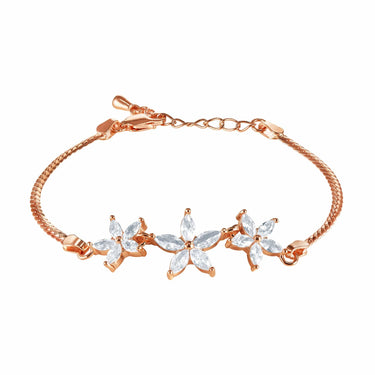 Austrian Crystals Flowers Bracelet - Rose Gold Bracelet For Women - Chain Bracelet Bracelet XS-S (14-16cm) Brother & Sisters